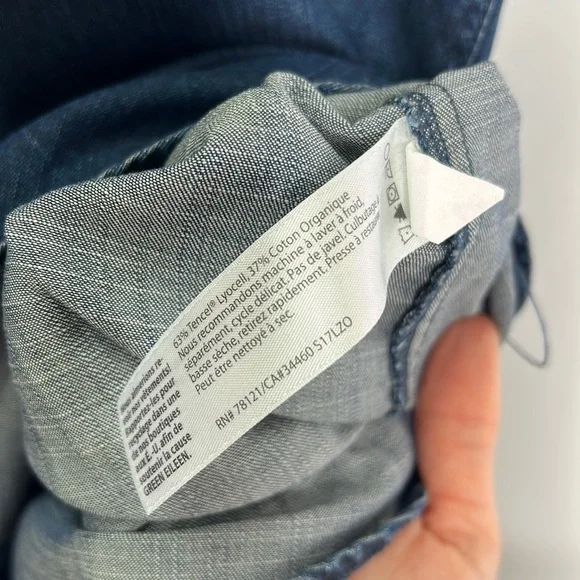 Eileen Fisher denim Tencel Lyocell cotton pocketed button down sleeveless dress - Picture 5 of 7